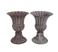 OEBUAFI Vase de Cimetière, Urne en Fer pour Mémorial Funéraire, (Gris | Construction en Fer Lourd, Base Plate Stable, Large Ouverture pour un Arrangement Facile des Fleurs, Convient aux Fleurs
