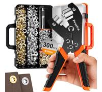 Oeillets Métalliques Kit 10mm, Preciva Pinces à Oeillets Auto-Verrouillant avec Boîte de Rangement, Poinçonneuse et 300PCS Complets Galvanisés à 2 Couleurs（Or/Argent) pour Bannière PVC, Bâche et Tissu
