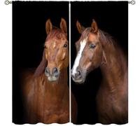 Oeillets Rideaux Occultants Cheval Animal 3D HD Imprimé Rideaux pour Salon Design Moderne Rideaux De Cuisine De Porte Fenêtre À Oeillets 220(L) X 215(H) Cm - Rideaux Imprimés pour Enfan 9426351150712