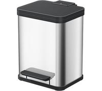 Öko duo Plus M : séparateur de déchets de 2 compartiments de 9 litres chacun, en acier inoxydable, autoportant. Système de tri des déchets avec couvercles à fermeture douce. Double poubelle pour la cu