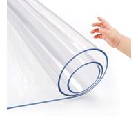 OELZWVN Film de Protection de Table Transparent 1,5 mm 80 x 120 cm, avec Bords biseautés, Transparent, Protection de Table en PVC, Antidérapant, Résistant aux Rayures, Facile d'entretien