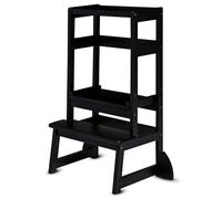 Oemmie Tour d'Observation Montessori, Marche Pied Enfant Bambou, Noir | Réglable en hauteur, 2 niveaux, 50 kg, 90 x 39 x 46 cm, dès 2 ans, cuisine, salle de bain, apprentissage, certifié CE