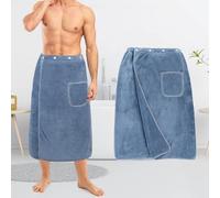 Oemmn Paréo de sauna pour homme - Serviette de sauna réglable avec fermeture Velcro - En coton éponge absorbant - Serviette de sauna - Serviette de sauna en microfibre - Kilt de sauna - Polaire corail
