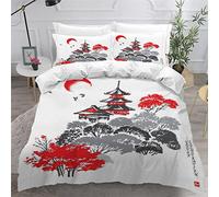 OENISE Forêt d'automne Housse de Couette 200x200 Enfant Fille Garçon Japon 3D Parure de Lit 2 Personnes en Microfibre Linge de Lit 3 Pièces avec Fermeture Éclai et 2 Taie d'oreiller 50x75