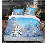 OENISE Forêt d'hiver Housse de Couette 220x240 Adulte Enfant Nature 3D Parure de Lit 2 Personnes en Microfibre Linge de Lit 3 Pièces avec Fermeture Éclai et 2 Taie d'oreiller 50x75