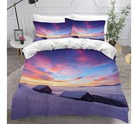 OENISE Hiver Housse de Couette 240x260 Adulte 3D Motif Montagne Parure de Lit 2 Personnes en Doux Microfibre Linge de Lit 3 Pièces avec Fermeture Éclai et 2 Taie d'oreiller 50x75