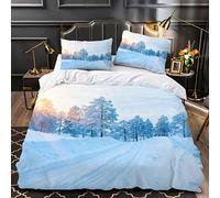OENISE Housse de Couette 240x260 Adulte Forêt 3D Parure de Lit 2 Personnes en Respirante Microfibre Hiver Linge de Lit 3 Pièces avec Fermeture Éclai et 2 Taie d'oreiller 50x75