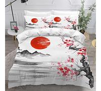 OENISE Japon Housse de Couette 240x260 Adulte 3D Motif Fleurs De Cerisier Parure de Lit 2 Personnes en Doux Microfibre Linge de Lit 3 Pièces avec Fermeture Éclai et 2 Taie d'oreiller 50x75