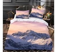 OENISE Les Montagnes Housse de Couette 140x200 Enfant Fille Garçon Paysage Naturel 3D Parure de Lit 1 Personnes en Microfibre Linge de Lit 3 Pièces avec Fermeture Éclai et 2 Taie d'oreiller 50x75