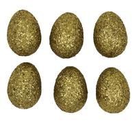 Oeuf En Polystyrène Pailleté Doré Haut. 6cm 6 Pièces