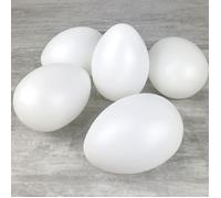 Oeufs d'autruche - LEALOO - Lot de 5 - Blanc - 18 cm - Avec trou de suspension