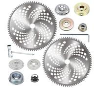 Ofcox Lot de 2 lames à pointe en carbure de tungstène de 25,4 cm x 80 dents avec kit d'adaptateur, lame de désherbeur robuste compatible avec Husqvarna Stihl pour débroussailleuse, débroussailleuse