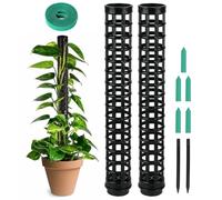 OFFCUP 2pcs Tuteur Plantes, Monstera Poteau de Plantes Grimpante Tuteur | Empilable Tuteur Sphaigne avec 5 Étiquette et 1 Velcro, Poteau de Plant pour Maison Jardin de Plante Interieur