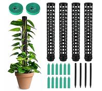 OFFCUP 4pcs Tuteur Plantes, Monstera Poteau de Plantes Grimpante Tuteur, Empilable Tuteur Sphaigne avec 12 Étiquette et 2 Velcro, Poteau de Plant pour Maison Jardin De Plante Interieur