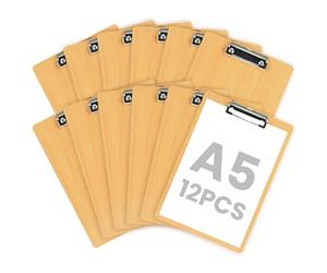 OFFCUP A5 Porte-Blocs en Bois, 12pcs A5 Porte Blocs Format avec Pince, Taille 31x21cm Planchettes à Pince Clipboard à Suspendre pour Papier D'écriture Memo Dossiers