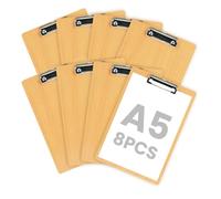 OFFCUP A5 Porte-Blocs en Bois, 8pcs A5 Porte Blocs Format avec Pince, Taille 31x21cm Planchettes à Pince Clipboard à Suspendre pour Papier D'écriture Memo Dossiers