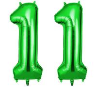 OFFCUP Ballon Chiffre 11 Vert | Anniversaire 101cm | Numéro de Ballon | Décoratif D'hélium | Decoration Fête Vacances Ans