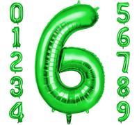 OFFCUP Ballon Chiffre 6 Vert | Anniversaire 6 Ans 101cm | Numéro de Ballon Décoratif | D'hélium Decoration Fête Vacances