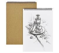 OFFCUP Carnet de Dessin A5, 2pcs Carnet de Croquis, Sketchbook Reliure Spirale avec Couverture Rigide, Cahier Dessin pour Enfants Adultes Peinture Paysage Aquarelle-160GSM 60Pages
