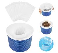 OFFCUP Chaussette Skimmer Piscine, 12pcs Chaussettes de Skimmer, Pool Skimmers Socks, Prefiltre Filtre Skimmers Piscine Nylon Élastique pour Panier Écumoire-Blanc