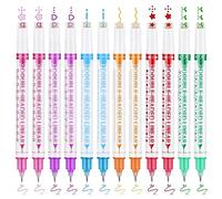 OFFCUP Curve Highlighter Pen Set, 12Pcs Curve Surligneurs Colorées, Surligneurs Courbes à Double Pointe avec 6 Formes Courbes Différentes pour Ecrire, Dessiner et Colorier