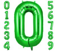 OFFCUP Foil Ballon Chiffre 0 Vert, Ballon 101cm, Gonflable Hélium