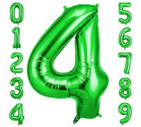 OFFCUP Foil Ballon Chiffre 4 Vert, Ballon 101cm, Gonflable Hélium