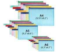 OFFCUP Lot de 15 porte-documents A4 + A5 + A6 avec fermeture éclair, en plastique maille, étanche, pour fichiers, papier, documents, cosmétiques, devoirs et accessoires de voyage