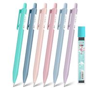OFFCUP Lot de 6 Porte-Mine, 6pcs Macarons Crayon Mécanique 0,7mm, Porte Mines Set Remplaçable avec Recharge de Plomb HB pour Enfant étudiant Dessin Esquisse Architecture écriture