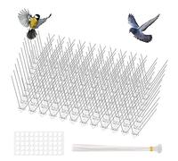 OFFCUP Pic Anti Pigeon en Acier Inoxydable 3M, Lot de 12 Pique Anti-Oiseaux 25cm Respectueux des Animaux avec 50 Nano Colle Ronde et 24 Attache de Câble pour Effrayer Corbeaux Moineaux Chat