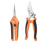 OFFCUP Sécateur de Jardin, 2pcs Sécateur à Lame Franche, Sécateurs Professionnel avec Poignée Verrouillable, Sécateurs pour Branches Bigneuses pour Tailler Jardins, Arbustes, Clôtures (Droit + Courbé)