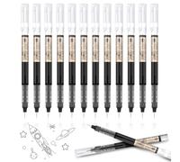 OFFCUP Stylo à Encre Gel Noir, 12pcs Stylo à Bille à Encre Gel et pointe fine (0,5 mm), Stylos roller à encre liquide et Séchage Rapide pour Ecriture Fluide et Précise Journal Notes