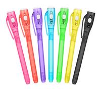 OFFCUP Stylo Encre Invisible, 7pcs Stylo Espion avec Lumiere UV, Stylo Magique pour Écrire Un Message Secret Crayons à Encre Invisible pour Cadeau Anniversaire Fête Activité Enfants-Ouvrir et Fermer