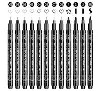 OFFCUP Stylos Noir a Pointe Fine, 12pcs Feutres Dessin, Professionnel Artist Pen, Stylos Feutre, Caligraphie Ecriture Kit pour Manga écriture Signature Conception d'illustration Dessin Bullet Journal