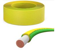 Offgridtec Câble de terre H07V-K - 10 mm² - 450/750 V - Vert/jaune - 100 m | Conducteur en cuivre à fils fins, isolation ignifuge XLPO/PVC, certifié HAR, pour une pose solide, grande flexibilité