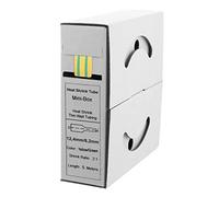Offgridtec Gaine thermorétractable de 5 m avec colle 12,7 mm > 6,4 mm, double mur, sans halogène, ignifuge, isolation de câble étanche, facile à couper, boîte distributrice, jaune/vert
