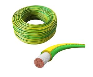 Offgridtec H07V-K Câble de terre 16 mm², 450/750 V, conducteur en cuivre à fils fins, isolation XLPO et PVC ignifuge, certifié HAR, pose fixe, grande flexibilité (vert/jaune, 50 m)