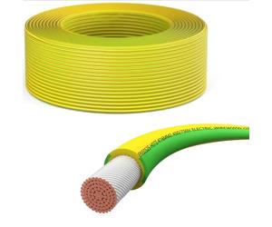 Offgridtec H07V-K Câble de terre 16 mm², 450/750 V, conducteur en cuivre à fils fins, isolation XLPO et PVC ignifuge, certifié HAR, pose fixe, grande flexibilité (vert/jaune, 1 m)