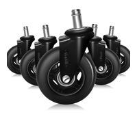 Offgridtec Lot De 5 Roulettes De Chaise De Bureau, Roues De Remplacement Pour Chaises De Bureau Sur Moquette Et Sols En Bois Dur, Protègent Les Sols En Bois Dur Et En Vinyle, Tige De 11 X 22 Mm, Noir