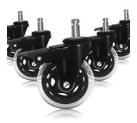 Offgridtec Lot De 5 Roulettes De Chaise De Bureau, Roues De Remplacement Pour Chaises De Bureau Sur Moquette Et Sols En Bois Dur, Roulettes De Chaise Durables, Roues Robustes, Tige De 11 X 22 Mm, Noir