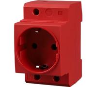 Offgridtec prise Schuko pour rail DIN 16 A 230 V 2P+E (2 pièces, Rouge) | Prise encastrable pour tableau électrique, armoire électrique, compteur, prise avec terre, montage sur rail DIN 35 mm