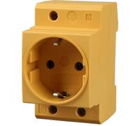 Offgridtec prise Schuko pour rail DIN 16 A 230 V 2P+E (4 pièces, Jaune) | Prise encastrable pour tableau électrique, armoire électrique, compteur, prise avec terre, montage sur rail DIN 35 mm
