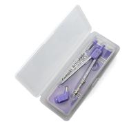 Office Box Compas scolaire T-Zero - Compas articulé dans une boîte rigide résistante aux chocs et durable avec 3 pièces : compas métallique, étui avec mines de rechange et adaptateur universel (Lila)