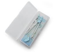 Office Box Compas scolaire T-Zero - Compas articulé dans une boîte rigide résistante aux chocs et durable avec 3 pièces : compas métallique, étui avec mines de rechange et adaptateur universel (bleu)