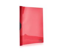Office Box, Lot de 10 chemises à clip avec pince en plastique A4 Colorline avec couverture transparente et capacité jusqu'à 30 feuilles en polypropylène 100 % écologique (rouge)