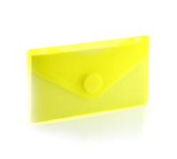 Office Box - Lot de 10 enveloppes avec fermeture V-lock en format carte/carnet (10,5 x 6,2 cm) en 5 couleurs classiques translucides avec texture soft touch, polypropylène 100 % recyclable (jaune)