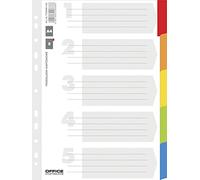 Office Products Intercalaires en carton 5 pièces / 5 + 1 feuilles plastifiées/couverture avec impression numérique/pour format A4 / 11 perforations/pour l'organisation de dossiers au bureau