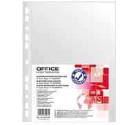 Office Products Lot de 100 pochettes perforées transparentes A4 en plastique perforé avec bords renforcés 60 microns