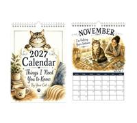 Office Wall Calendar Playful Cat - Theme 12-Month Hangable Planner Display | 2027 Calendar for Home Office School Classroom Family Dorm | Planning Teacher Work Bedroom Office Wall Calendar Playful Cat