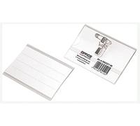OFFICER PRODUCTS 20023311-90 Lot de 50 badges nominatifs en plastique 90 x 57 mm avec étiquette à insérer et porte-badge avec pince à épingler